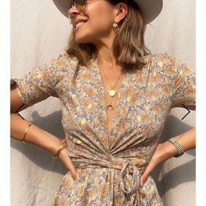 Never Fully Dressed Gold Zsa Zsa Wrap Dress NWT